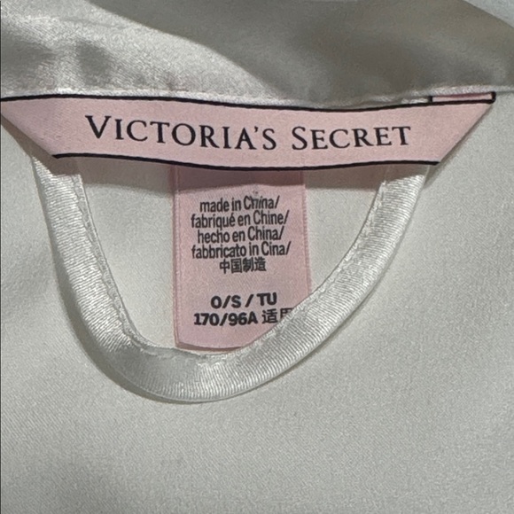 VICTORIA’S SECRET White Satin Bridal Wrap Kimono Robe Bride Blue Crystals OS S M - Picture 9 of 10